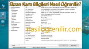 Ekran kartı bilgileri öğrenme